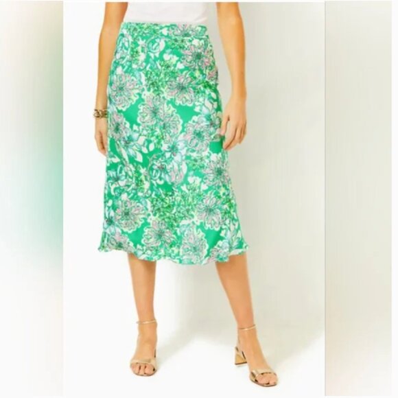 Lilly Pulitzer Rennox Midi Green Skirt size 6 - Picture 1 of 6